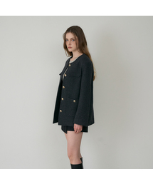 Classic Collarless Jacket [Charcoal]