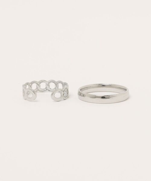 almo(アルモ)の「【466933】シンプルシルバーリング2点セット(RO)(リング・レディース・シルバー系1/シルバー系2・FREE)」の4枚目の写真