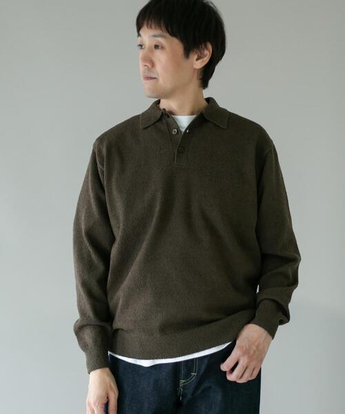URBAN RESEARCH DOORS（アーバンリサーチドアーズ）の「ミニブークレ ニットポロ（ニット/セーター・メンズ・ブラウン/ネイビー/イエロー・MEDIUM/LARGE）」の6枚目の写真