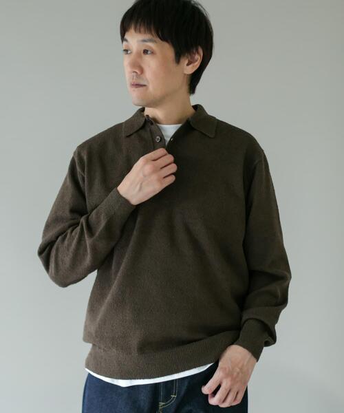 URBAN RESEARCH DOORS（アーバンリサーチドアーズ）の「ミニブークレ ニットポロ（ニット/セーター・メンズ・ブラウン/ネイビー/イエロー・MEDIUM/LARGE）」の7枚目の写真