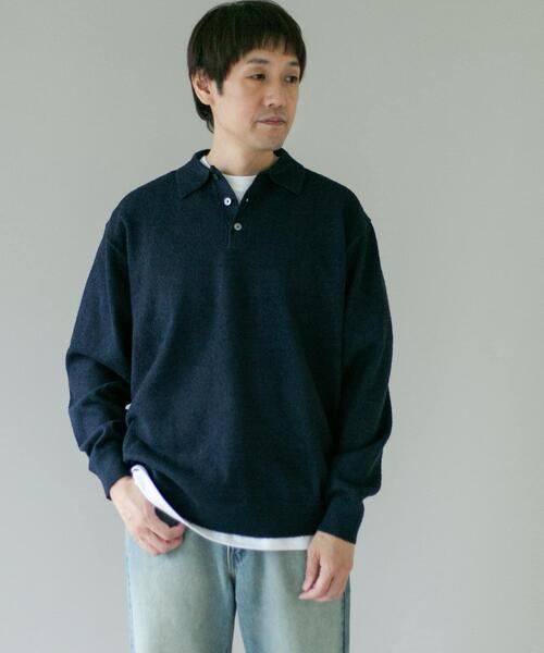 URBAN RESEARCH DOORS（アーバンリサーチドアーズ）の「ミニブークレ ニットポロ（ニット/セーター・メンズ・ブラウン/ネイビー/イエロー・MEDIUM/LARGE）」の11枚目の写真