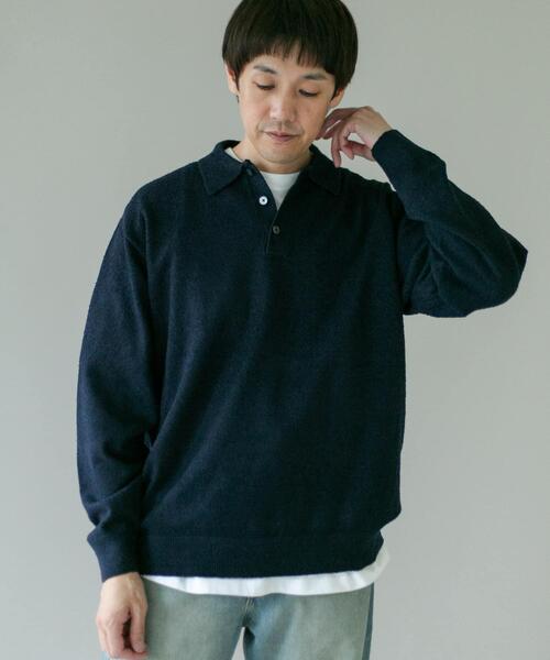 URBAN RESEARCH DOORS（アーバンリサーチドアーズ）の「ミニブークレ ニットポロ（ニット/セーター・メンズ・ブラウン/ネイビー/イエロー・MEDIUM/LARGE）」の5枚目の写真