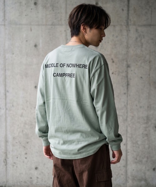 CAMPFREE（キャンプフリー）の「[キャンプフリー] CAMPFREE バックプリント ロングスリーブTシャツ（Tシャツ/カットソー・メンズ・ネイビー/ブラック/ホワイト/グレー/スモーキーグリーン系/サンドベージュ/ピンク/ライトパープル/ライトオリーブ・XXL/S/XL/L/M）」の6枚目の写真
