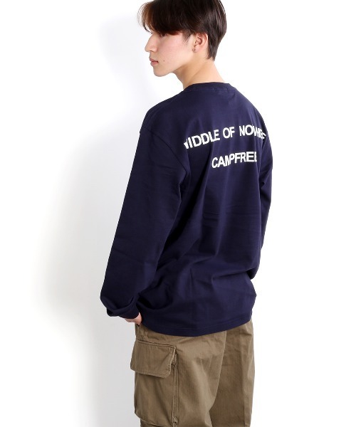 CAMPFREE（キャンプフリー）の「[キャンプフリー] CAMPFREE バックプリント ロングスリーブTシャツ（Tシャツ/カットソー・メンズ・ネイビー/ブラック/ホワイト/グレー/スモーキーグリーン系/サンドベージュ/ピンク/ライトパープル/ライトオリーブ・XXL/S/XL/L/M）」の7枚目の写真