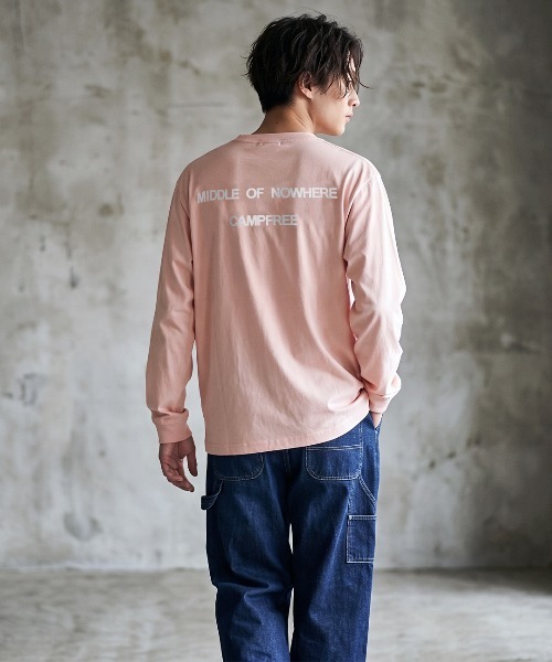 CAMPFREE（キャンプフリー）の「[キャンプフリー] CAMPFREE バックプリント ロングスリーブTシャツ（Tシャツ/カットソー・メンズ・ネイビー/ブラック/ホワイト/グレー/スモーキーグリーン系/サンドベージュ/ピンク/ライトパープル/ライトオリーブ・XXL/S/XL/L/M）」の9枚目の写真