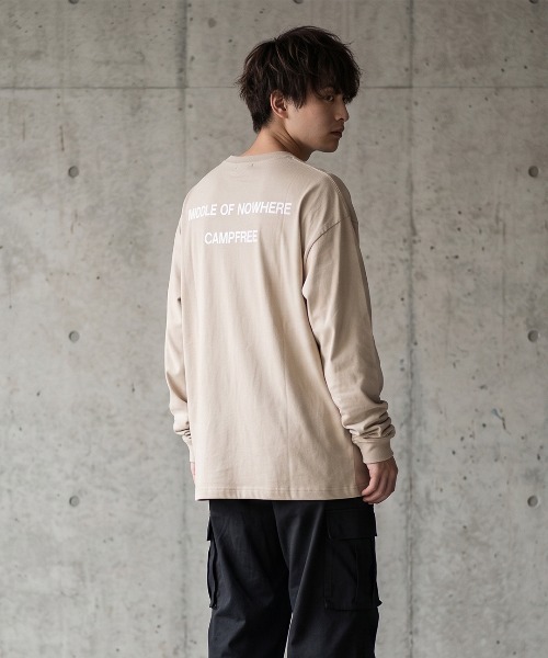 CAMPFREE（キャンプフリー）の「[キャンプフリー] CAMPFREE バックプリント ロングスリーブTシャツ（Tシャツ/カットソー・メンズ・ネイビー/ブラック/ホワイト/グレー/スモーキーグリーン系/サンドベージュ/ピンク/ライトパープル/ライトオリーブ・XXL/S/XL/L/M）」の4枚目の写真