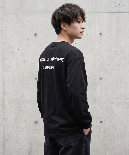 CAMPFREE（キャンプフリー）の「[キャンプフリー] CAMPFREE バックプリント ロングスリーブTシャツ（Tシャツ/カットソー・メンズ・ネイビー/ブラック/ホワイト/グレー/スモーキーグリーン系/サンドベージュ/ピンク/ライトパープル/ライトオリーブ・XXL/S/XL/L/M）」の2枚目の写真