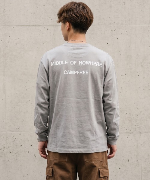 CAMPFREE（キャンプフリー）の「[キャンプフリー] CAMPFREE バックプリント ロングスリーブTシャツ（Tシャツ/カットソー・メンズ・ネイビー/ブラック/ホワイト/グレー/スモーキーグリーン系/サンドベージュ/ピンク/ライトパープル/ライトオリーブ・XXL/S/XL/L/M）」の15枚目の写真