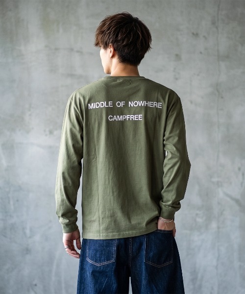CAMPFREE（キャンプフリー）の「[キャンプフリー] CAMPFREE バックプリント ロングスリーブTシャツ（Tシャツ/カットソー・メンズ・ネイビー/ブラック/ホワイト/グレー/スモーキーグリーン系/サンドベージュ/ピンク/ライトパープル/ライトオリーブ・XXL/S/XL/L/M）」の16枚目の写真