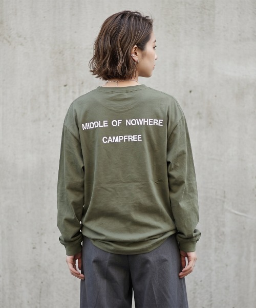 CAMPFREE（キャンプフリー）の「[キャンプフリー] CAMPFREE バックプリント ロングスリーブTシャツ（Tシャツ/カットソー・メンズ・ネイビー/ブラック/ホワイト/グレー/スモーキーグリーン系/サンドベージュ/ピンク/ライトパープル/ライトオリーブ・XXL/S/XL/L/M）」の17枚目の写真