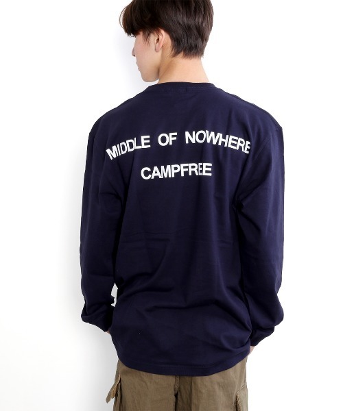 CAMPFREE（キャンプフリー）の「[キャンプフリー] CAMPFREE バックプリント ロングスリーブTシャツ（Tシャツ/カットソー・メンズ・ネイビー/ブラック/ホワイト/グレー/スモーキーグリーン系/サンドベージュ/ピンク/ライトパープル/ライトオリーブ・XXL/S/XL/L/M）」の19枚目の写真
