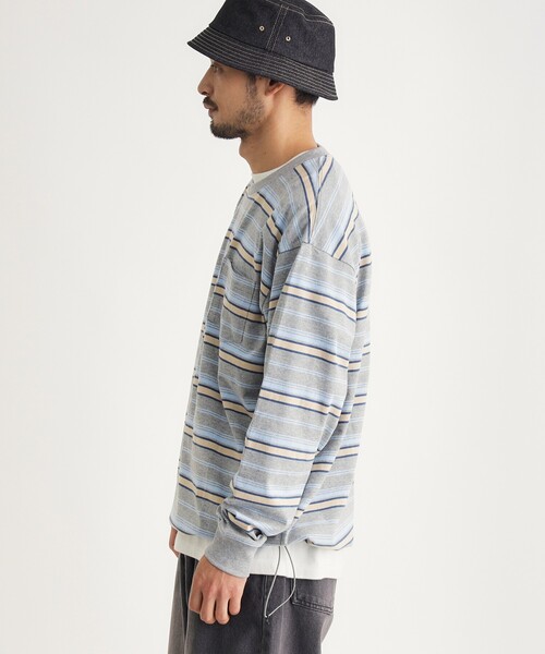 BACK NUMBER(バックナンバー)の「マルチボーダークルーロンT(Tシャツ/カットソー・メンズ・グリーン系その他4/キャメル/ライトグレー系2・04/03/05)」の5枚目の写真