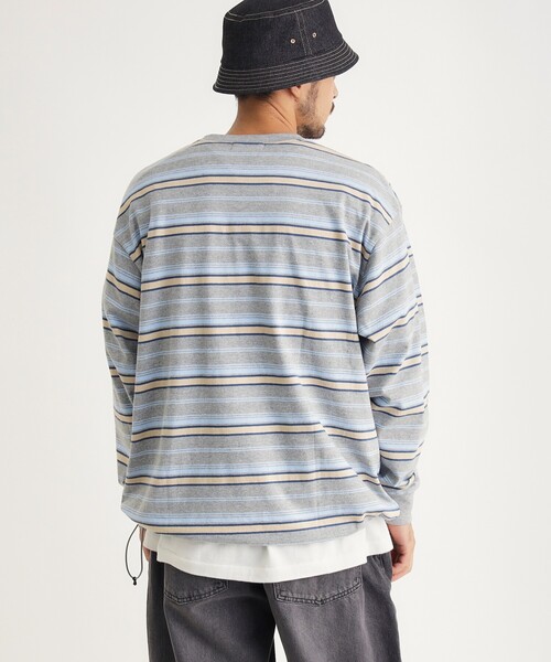 BACK NUMBER(バックナンバー)の「マルチボーダークルーロンT(Tシャツ/カットソー・メンズ・グリーン系その他4/キャメル/ライトグレー系2・04/03/05)」の6枚目の写真
