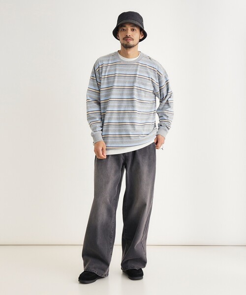 BACK NUMBER(バックナンバー)の「マルチボーダークルーロンT(Tシャツ/カットソー・メンズ・グリーン系その他4/キャメル/ライトグレー系2・04/03/05)」の7枚目の写真