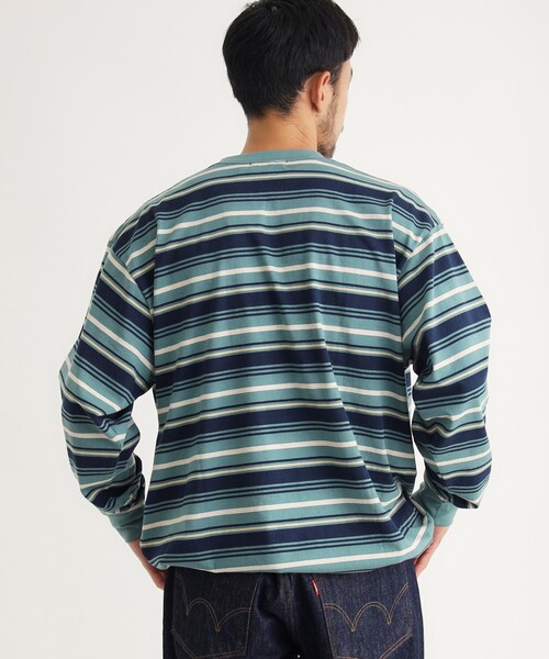 BACK NUMBER(バックナンバー)の「マルチボーダークルーロンT(Tシャツ/カットソー・メンズ・グリーン系その他4/キャメル/ライトグレー系2・04/03/05)」の11枚目の写真