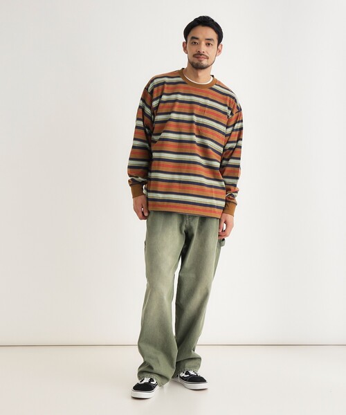 BACK NUMBER(バックナンバー)の「マルチボーダークルーロンT(Tシャツ/カットソー・メンズ・グリーン系その他4/キャメル/ライトグレー系2・04/03/05)」の17枚目の写真