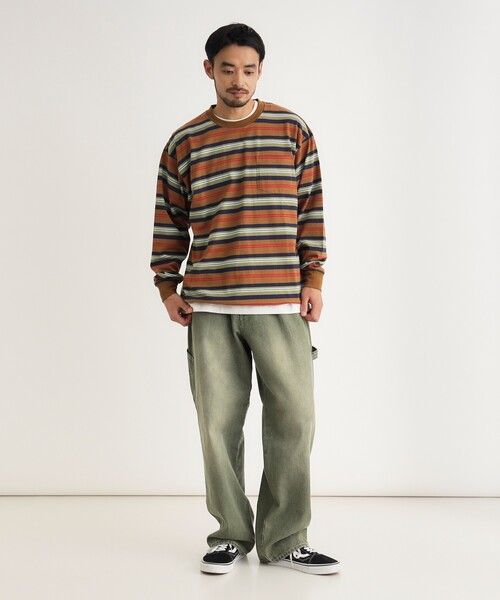 BACK NUMBER(バックナンバー)の「マルチボーダークルーロンT(Tシャツ/カットソー・メンズ・グリーン系その他4/キャメル/ライトグレー系2・04/03/05)」の18枚目の写真
