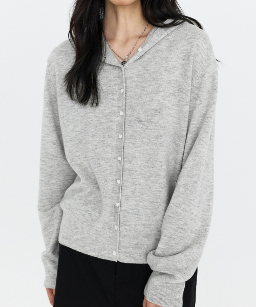 MONGDOL(モンドル)の「ウール カシミヤ フードニット カーディガン グレー MDCD062GRAY(カーディガン/ボレロ・レディース・その他・F)」の2枚目の写真