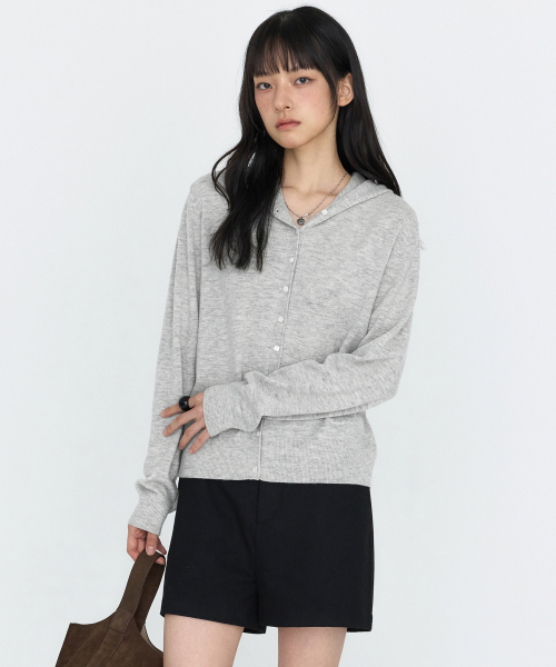MONGDOL(モンドル)の「ウール カシミヤ フードニット カーディガン グレー MDCD062GRAY(カーディガン/ボレロ・レディース・その他・F)」の3枚目の写真
