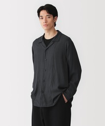 〔MUJI Labo〕紳士　キュプラ混オープンカラー長袖シャツ