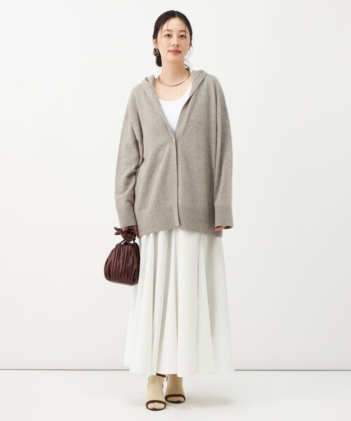 NOLLEY’S(ノーリーズ)の「《UVカット、速乾性、接触冷感》ウォッシャブルヴィンテージタフタマチ入りマキシスカート(スカート・レディース・ホワイト/ブラック・1/2)」の3枚目の写真