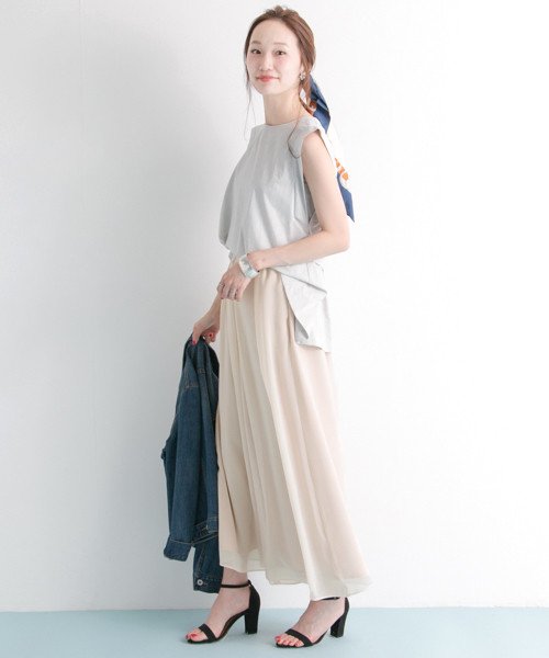 URBAN RESEARCH(アーバンリサーチ)の「UR パウダーシフォンスカンツ(その他パンツ・レディース・ブラック/アイボリー・FREE)」の3枚目の写真