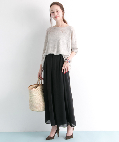 URBAN RESEARCH(アーバンリサーチ)の「UR パウダーシフォンスカンツ(その他パンツ・レディース・ブラック/アイボリー・FREE)」の4枚目の写真