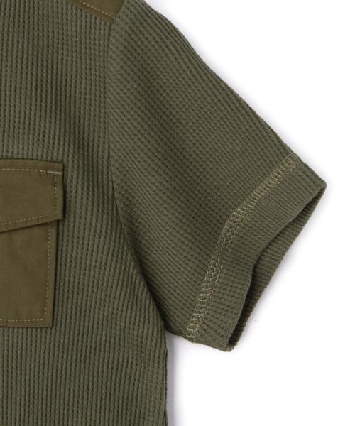 green label relaxing（グリーンレーベルリラクシング）の「フハクコンビ ポケットTシャツ◆（Tシャツ/カットソー・キッズ・ライトグレー/オリーブ・105/95/125/115）」の8枚目の写真