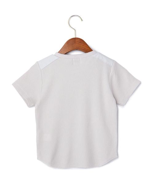 green label relaxing（グリーンレーベルリラクシング）の「フハクコンビ ポケットTシャツ◆（Tシャツ/カットソー・キッズ・ライトグレー/オリーブ・105/95/125/115）」の4枚目の写真