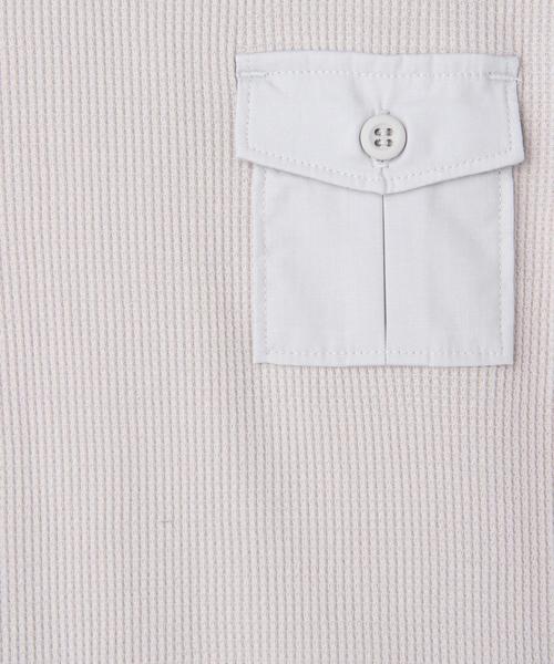 green label relaxing（グリーンレーベルリラクシング）の「フハクコンビ ポケットTシャツ◆（Tシャツ/カットソー・キッズ・ライトグレー/オリーブ・105/95/125/115）」の5枚目の写真