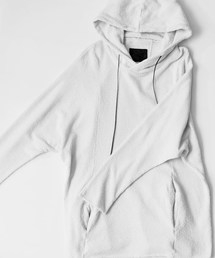 C/N BOUCLE CREPE STITCH DOLMAN SLEEVE HOOD PULLOVER