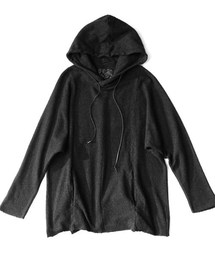 C/N BOUCLE CREPE STITCH DOLMAN SLEEVE HOOD PULLOVER