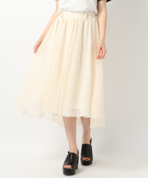 Heather（ヘザー）の「シフォン/イレヘムスカート  748101（スカート・レディース・ライトピンク/アイボリー/ヘザーグレー/グリーン/イエロー・FREE）」の2枚目の写真