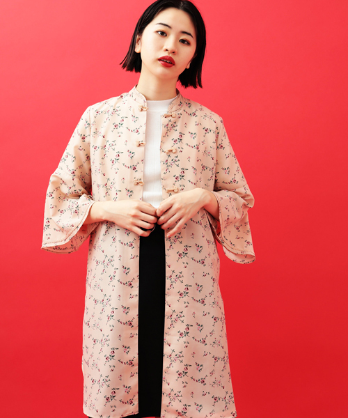 E Hyphen World Gallery Mania イーハイフンワールドギャラリーマニア の 花柄チャイナガウン シャツワンピース Wear