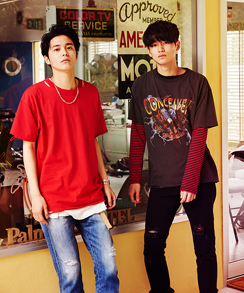 WEGO（ウィゴー）の「WEGO/ダメージ加工カットソー（Tシャツ/カットソー・メンズ・レッド/ホワイト/ターコイズブルー/ブラック・MEDIUM/LARGE）」の8枚目の写真