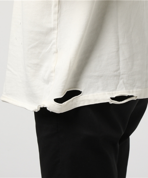 WEGO（ウィゴー）の「WEGO/ダメージ加工カットソー（Tシャツ/カットソー・メンズ・レッド/ホワイト/ターコイズブルー/ブラック・MEDIUM/LARGE）」の11枚目の写真