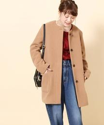 coen | ライトメルトンノーカラーコート(その他アウター)