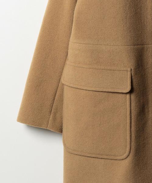 coen（コーエン）の「ライトメルトンノーカラーコート（その他アウター・レディース・ベージュ/ネイビー・LARGE/MEDIUM）」の6枚目の写真