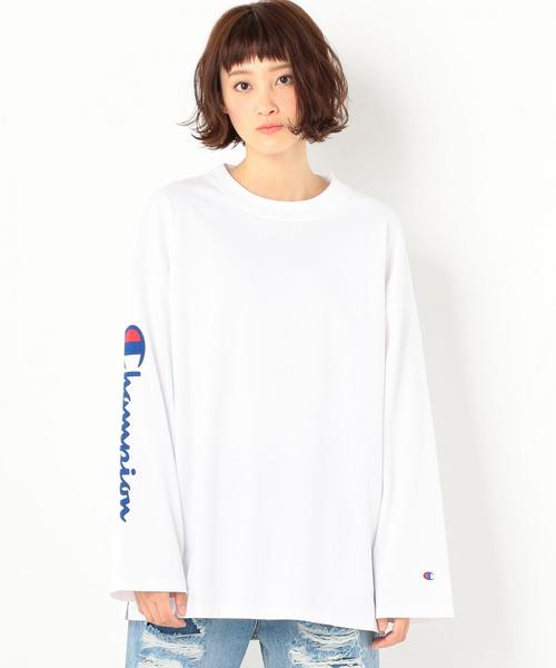 Another Edition(アナザーエディション)の「Champion SL LOGO T(Tシャツ/カットソー・レディース・ホワイト/ダークグレー・FREE)」の1枚目の写真