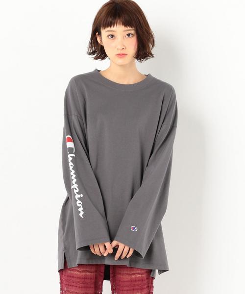 Another Edition(アナザーエディション)の「Champion SL LOGO T(Tシャツ/カットソー・レディース・ホワイト/ダークグレー・FREE)」の2枚目の写真