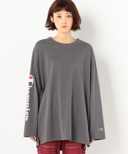 Another Edition(アナザーエディション)の「Champion SL LOGO T(Tシャツ/カットソー・レディース・ホワイト/ダークグレー・FREE)」の4枚目の写真