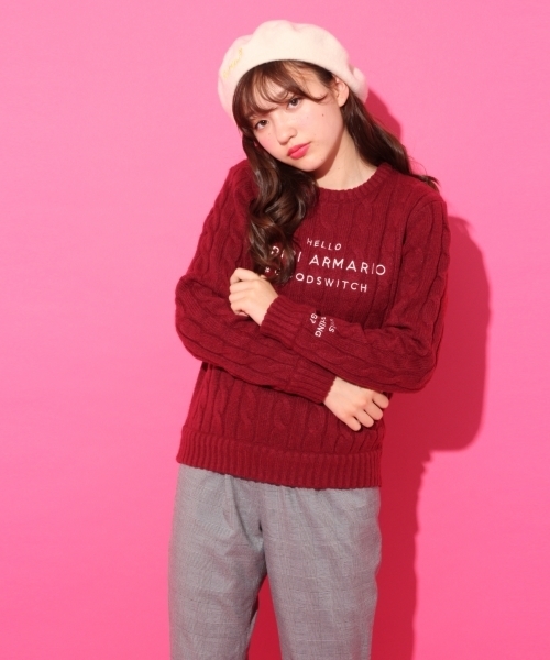 repipi armario（レピピ アルマリオ）の「ＡＩＲヤーン７Ｇケーブルニット（ニット/セーター・キッズ・ホワイト/イエロー/ネイビー/レッド/ライトパープル/ライトイエロー/ライトブルー・MEDIUM/SMALL/LARGE/X-SMALL）」の7枚目の写真