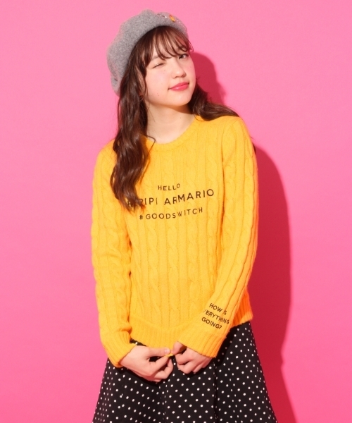 repipi armario（レピピ アルマリオ）の「ＡＩＲヤーン７Ｇケーブルニット（ニット/セーター・キッズ・ホワイト/イエロー/ネイビー/レッド/ライトパープル/ライトイエロー/ライトブルー・MEDIUM/SMALL/LARGE/X-SMALL）」の6枚目の写真