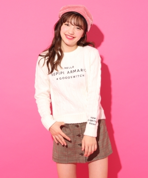 repipi armario（レピピ アルマリオ）の「ＡＩＲヤーン７Ｇケーブルニット（ニット/セーター・キッズ・ホワイト/イエロー/ネイビー/レッド/ライトパープル/ライトイエロー/ライトブルー・MEDIUM/SMALL/LARGE/X-SMALL）」の21枚目の写真