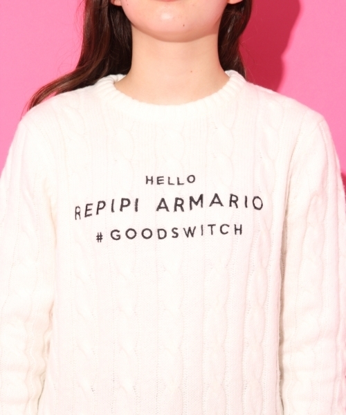 repipi armario（レピピ アルマリオ）の「ＡＩＲヤーン７Ｇケーブルニット（ニット/セーター・キッズ・ホワイト/イエロー/ネイビー/レッド/ライトパープル/ライトイエロー/ライトブルー・MEDIUM/SMALL/LARGE/X-SMALL）」の18枚目の写真