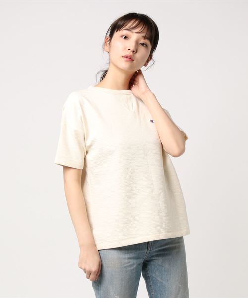 Champion（チャンピオン）の「【Champion/チャンピオン】レディース アクティブスタイル Wrap-Air ショートスリーブシャツ（Tシャツ/カットソー・レディース・ネイビー/グレー/オフホワイト・LARGE/MEDIUM）」の2枚目の写真
