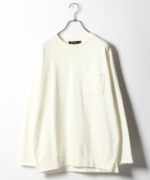 RAGEBLUE（レイジブルー）の「加工裏毛ドロップショルダースウェットクルー/788209（Tシャツ/カットソー・メンズ・ベージュ/ブラック/パープル/ピンク/イエロー/ホワイト・MEDIUM/SMALL/LARGE）」の2枚目の写真