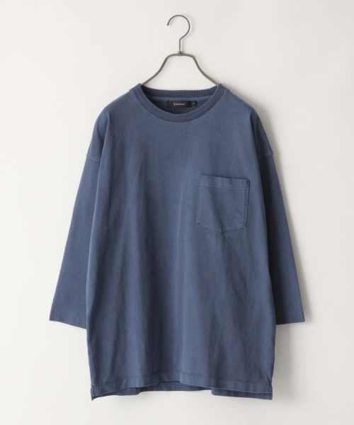 RAGEBLUE（レイジブルー）の「加工ドロップショルダークルー7分袖/791884（Tシャツ/カットソー・メンズ・ホワイト/ベージュ/ネイビー/ピンク/オレンジ・SMALL/MEDIUM/LARGE）」の4枚目の写真