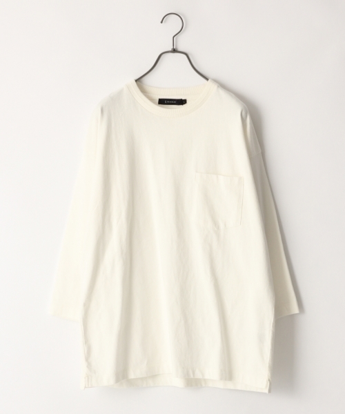 RAGEBLUE（レイジブルー）の「加工ドロップショルダークルー7分袖/791884（Tシャツ/カットソー・メンズ・ホワイト/ベージュ/ネイビー/ピンク/オレンジ・SMALL/MEDIUM/LARGE）」の2枚目の写真