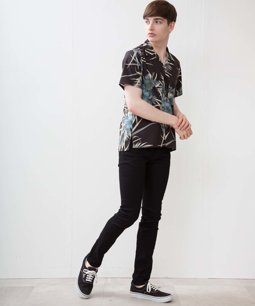 STUDIOUS(ステュディオス)の「【STUDIOUS】フラワープリントオープンカラーシャツ(シャツ/ブラウス・メンズ・ネイビー/ホワイト/ブラック・1/2/3)」の9枚目の写真